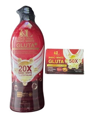 glutathione syrup Deli Skin Nano White Gluta Whitening Soap 50x + 20X Glutathione Whitening Lotion