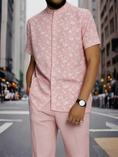 2pcs Set, European and American Men'S Casual Outfit  Geometric Print Sports Set