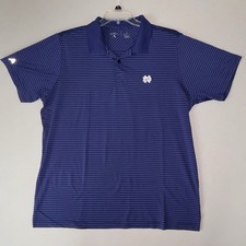 Men's Antigua Polo Shirt Blue Notre Dame XL Striped College NCAA