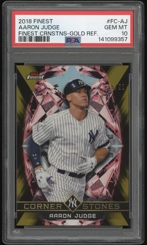 PSA 10 Aaron Judge 2018 Topps Finest Corner Stones #FC-AJ Gold Refractor /50