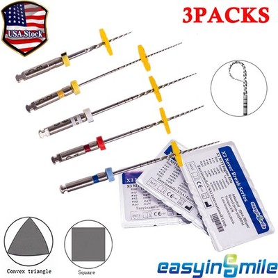 3Pk Dental Endo Files X3 Root Canal Rotary Endodontic Files NITI Tips 21/25/31MM
