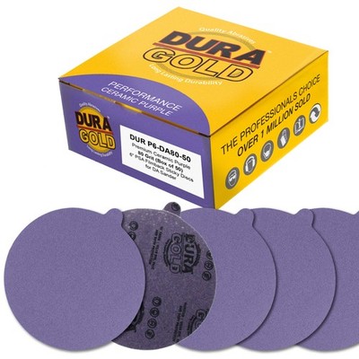 80 Grit 6'' PSA Ceramic Sanding Discs, Box of 50 - Self Adhesive Sandpaper