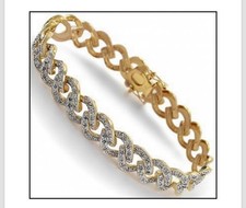 Beautiful Womens 18K Yellow Gold Over Solid Bracelet