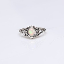 Solid 925 Sterling Silver Natural Ethiopian Opal Gemstone Handmade Women's Ring