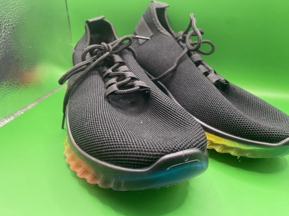 Wanted Rainbow Sneakers Womens Size 6.5 Black Knit Rainbow Soles Tennis Shoes - Image 3 of 4