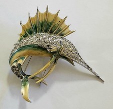 Rare Early Vintage Marcel Boucher Swordfish Fur Clip Pin Signed MB .. AS IS