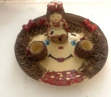 Raggedy Ann Miniature 4 Piece Tea Set Doll House Tiny Fun Shelf Sitter Vintage