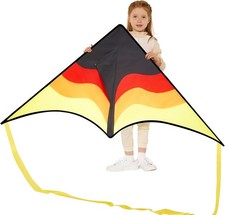Large Delta Kite Yellow Easy Fly 328ft String for Kids Adults Beach Fun Outdoor 