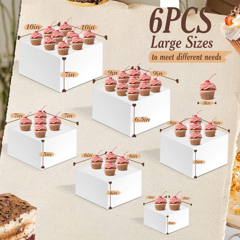 6 PCS Buffet Risers, Large Food Risers for Buffet Table, Food Display ...
