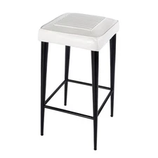 Butler Specialty Maxwell 32"H Leather and Metal Square Backless Bar Stool -White