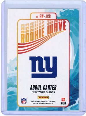 2025 Panini Absolute Jaxon Dart Rookie Wave (RW-JDT) New York