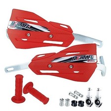 Dirt Bike Handguards with Grips - 7/8" and 1 1/8" Motorcycle Hand Guards Red