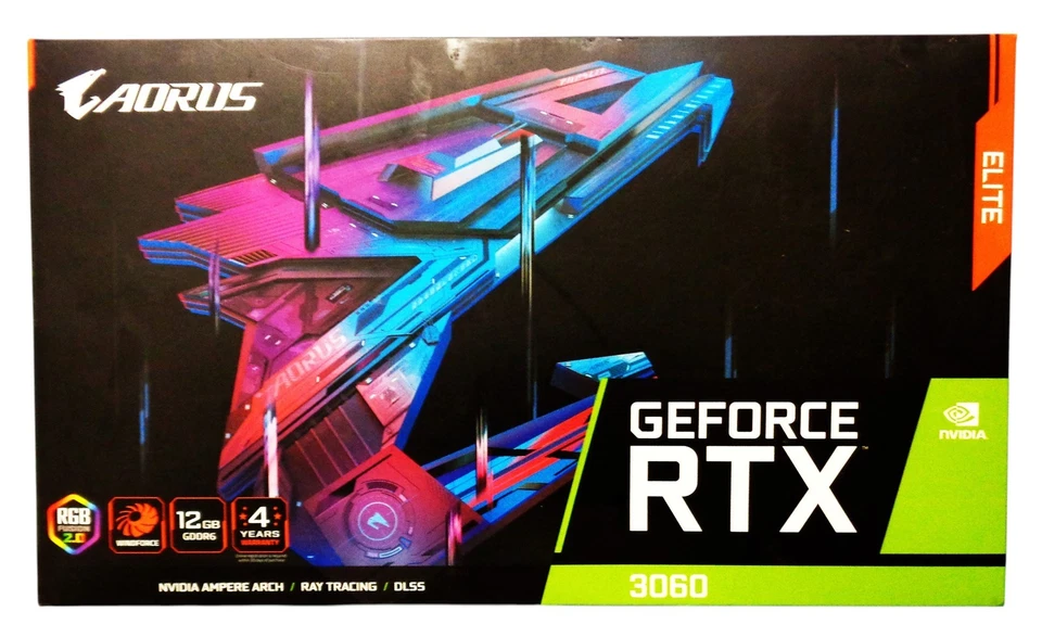 AORUS GeForce RTX™ 3060 ELITE 12GB GDDR6 rev.2.0 ~ New In Box ~ 2x HDMI, 2x DP - Image 2 of 4