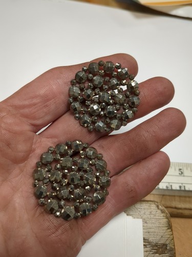 1 Set Of 2 Buttons Faceted Cut Steel Buttons - Picture 3 of 5