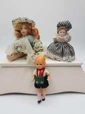 Lot of 3 Vintage Little Porcelain  Celluloid Dolls Dollhouse