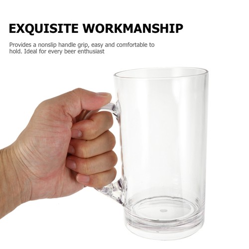 2 Pack Transparent Beer Mug Large for Men Clear Mugs Drinking Cup - Picture 5 of 12