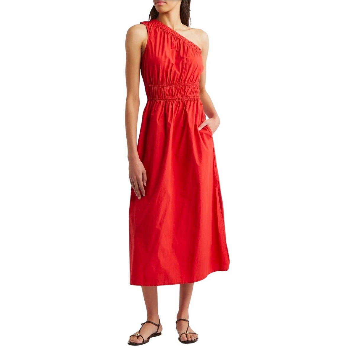 strapless open back dress Elipse Pleated V-Neck Dress in Navy  Des Kohan