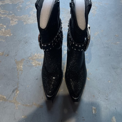 #ad Dolls killSHARP SHERIFF SHINE COWBOY BOOTS BLACK CLUB EXX brand new size 10 $65.00