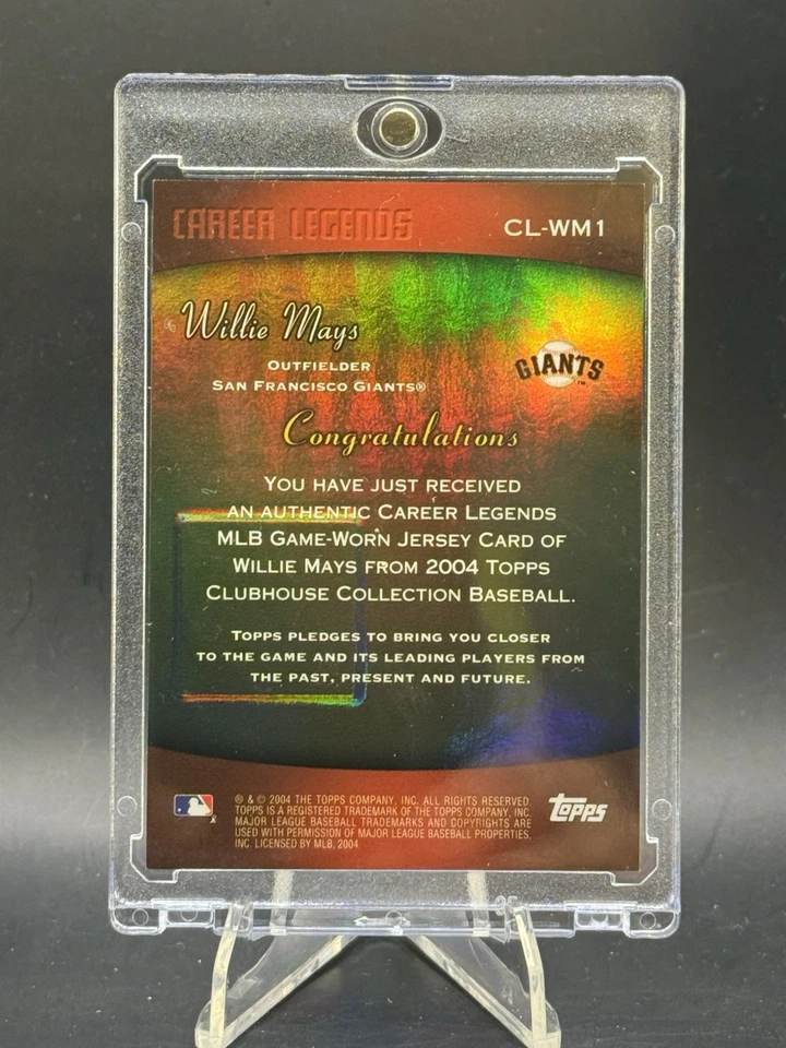 2004 Topps Clubhouse Career Legends Willie Mays Game Used Jersey 25/52 SP - Image 3 of 4