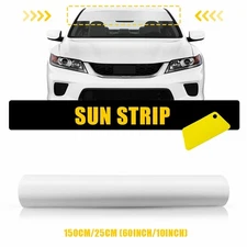 Universal Windshield Banner Matte White PET Decal Sun Visor Strip 60"x10"