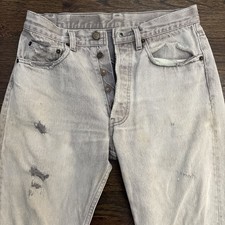 Vintage Levi  s 501 Jeans Men  s 31x30 USA 501-0652 Y2K Distressed Light Wash Gray