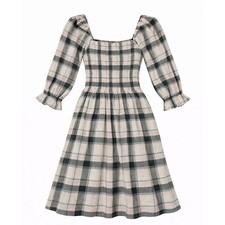 Madewell XS Smocked Plaid Midi Dress Puff Sleeve Cottagecore Cotton