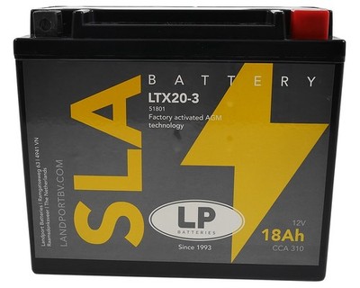 YTX20-BS Motorradbatterie AGM 12V 18Ah LANDPORT LTX20-3, CTX20-BS ersetzt 20Ah