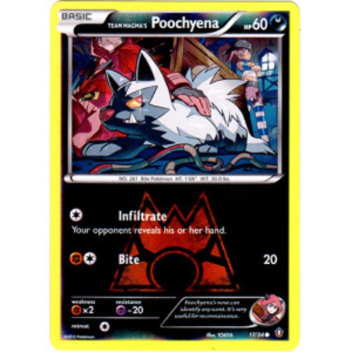 Red Reverse Card White Backround Lightly Played Team Magma's Poochyena - 17/34 - Common - Reverse Holo ...