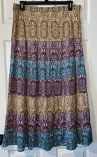 Cato Women Modest Long Tiered Skirt Size Large 40" Elastic Waist