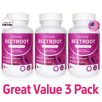 #ad 3X Rosabella Organic Beet Root 60 Capsules Natural Energy Boost Blood Pressure $14.77