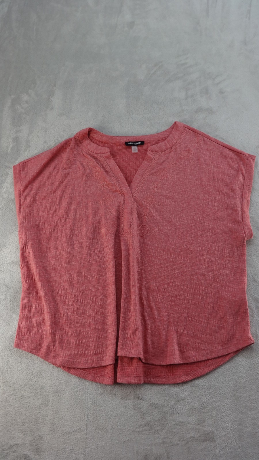 Cable & Gauge Top Womens XL Pink Sleeveless V-Neck Pullover Casual