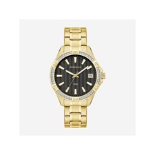 Caravelle Designed By Bulova Aqualuxx Womens Crystal Accent Gold Tone Stainless