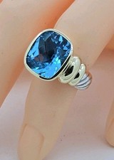David Yurman Ring Noblesse ,Blue Topaz,14k Gold ,Sterling Silver, Size 6.25, New