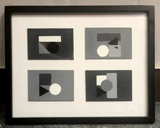 Vintage Abstract Composition - Four Gouache Paintings -Hard Edge Constructivist
