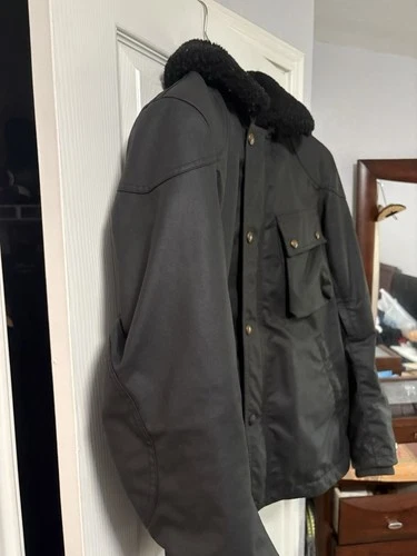 Belstaff Convoy Men’s Bomber Jacket L Black Cotton Twill Lined Zip/Button image 3
