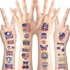 4Th of July Temporary Tattoos 80 PCS 250 Anniversary USA Temporary Tattoos Indep