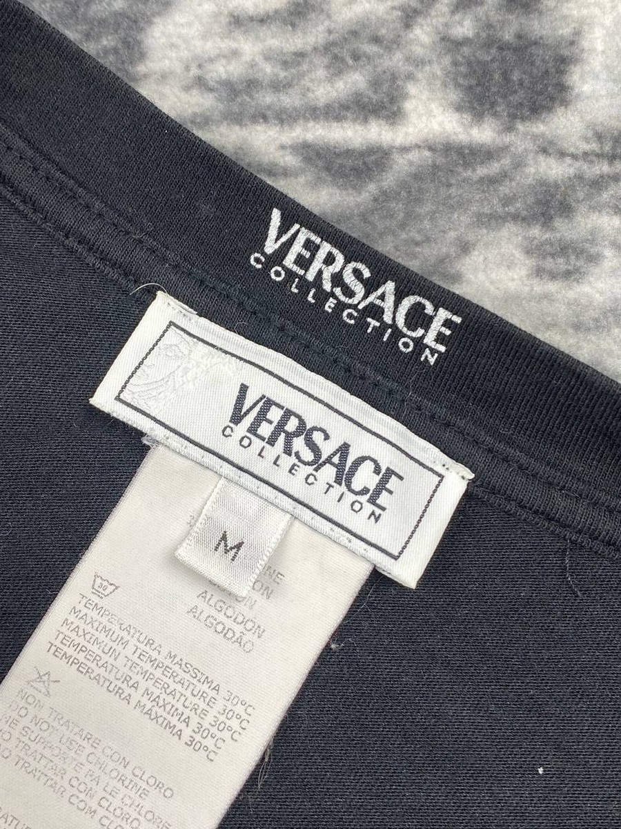 Vintage Versace Long Sleeve T Shirt Big Logo Men Size M Black | eBay