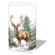 Weihnachten Taschent&uuml;cher Hirsch im Wald 10 St&uuml;ck Winter stag white