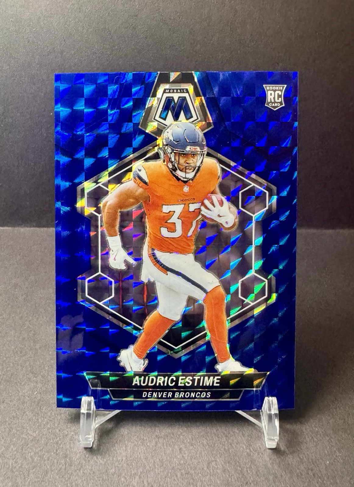 2024 Panini Mosaic Audric Estime RC #392 BLUE MOSAIC PRIZM /99 Broncos