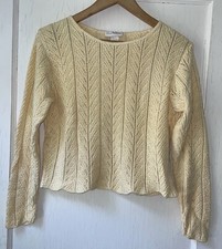 Vtg 90  s Sarah Arizona Butter Yellow Rayon Blend Cropped Cottagecore Sweater M