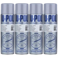 4x Upol Power Can Wheel Silver Fast Dry Professional Aerosol Spray Paint 500ml