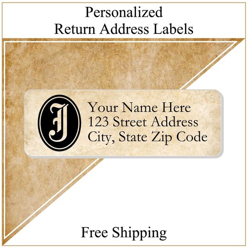 60 Return Address Labels Personalized Printed 3/4 x 2 1/4 Parchment Old English - 第 1/3 張圖片