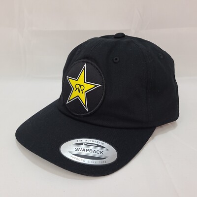 Rockstar Energy Drink Adult Black Star Patch Snapback Classics Graphic Hat Cap