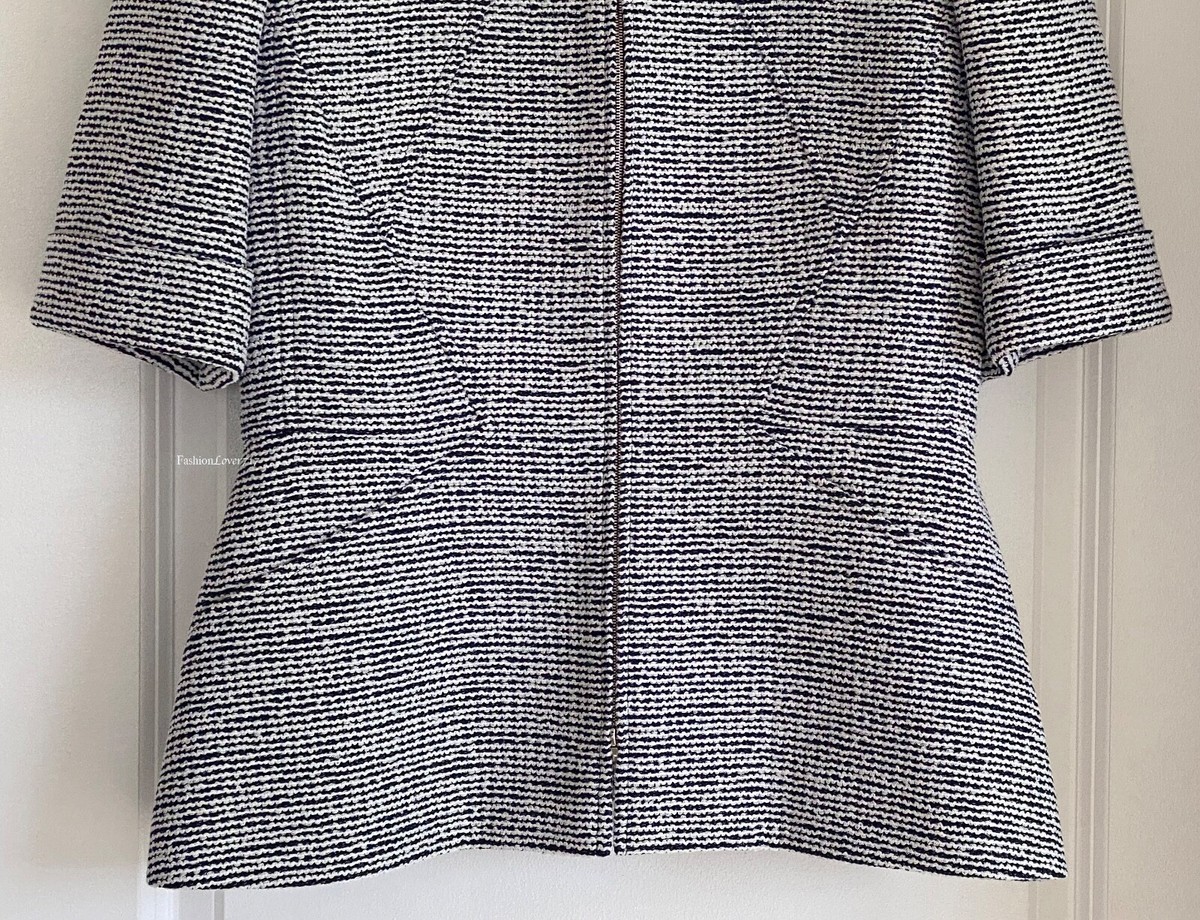 $5250 CHANEL 19P NAVY ECRU BLACK TWEED CC BUTTONS SHORT SLEEVE