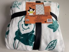 Disney Winnie The Pooh Halloween Fall Leaves White Teal TWIN Size Blanket NEW
