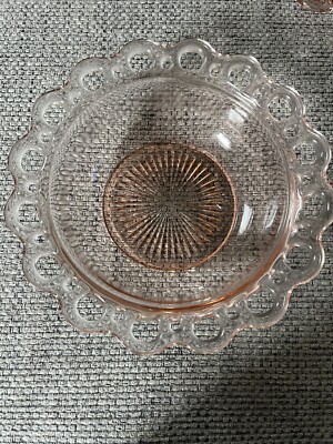 ANCHOR HOCKING PINK DEPRESSION GLASS 3SERVING BOWLS 9.5 7.5 6.5 OPEN LACE COLONY