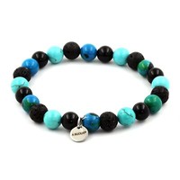 Armband Perlen Chrysokoll + Schwarzer Achat + TüRkis + Lava 8 Mm. Hergestellt In