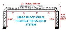 BLACK TRUSS ARCH KIT 23FT Width Mobile Portable DJ Lighting System Metal Bolts