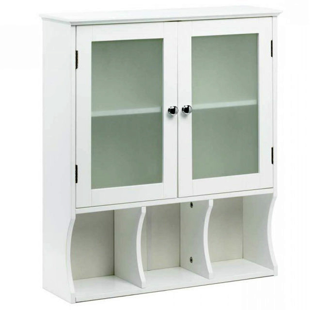 White Bathroom Wall Glass Doors Cupboards Connor