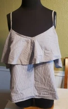 Miley + Molly "XL" Bluewhite finely striped cold shoulder halter top  pre owned